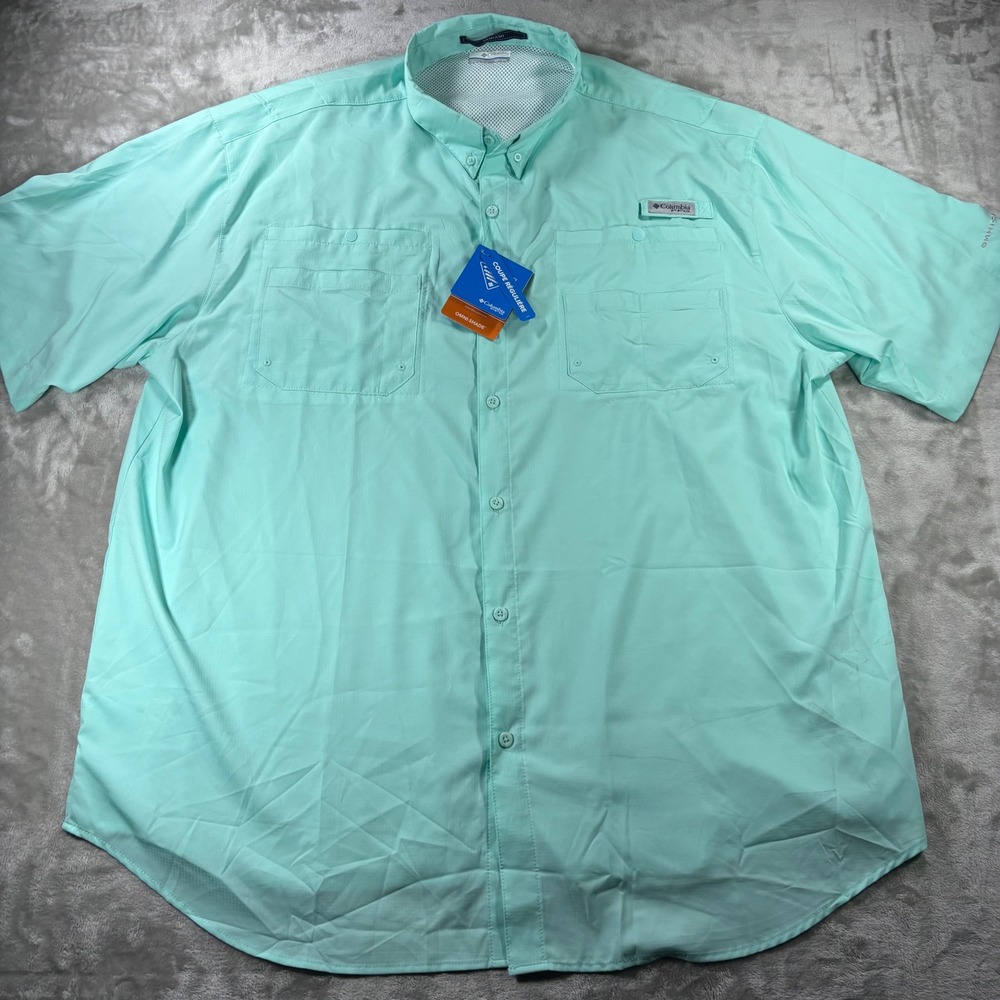 Columbia PFG Tamiami II Fishing Shirt Mens 3XT Mint Green Short Sleeve FT7266